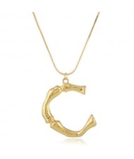 Punk High Fashion Alphabets Golden Alloy Costume Necklace - C