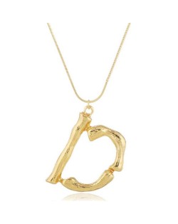 Punk High Fashion Alphabets Golden Alloy Costume Necklace - D