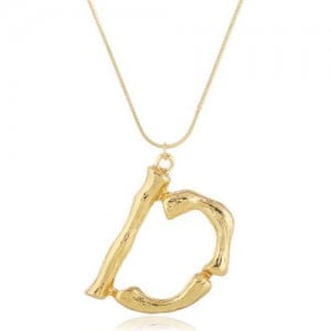 Punk High Fashion Alphabets Golden Alloy Costume Necklace - D