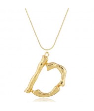 Punk High Fashion Alphabets Golden Alloy Costume Necklace - D