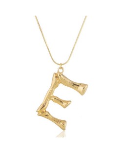 Punk High Fashion Alphabets Golden Alloy Costume Necklace - E