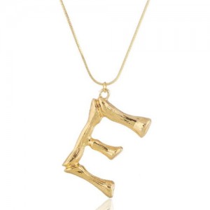 Punk High Fashion Alphabets Golden Alloy Costume Necklace - E