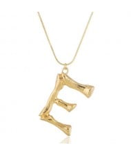 Punk High Fashion Alphabets Golden Alloy Costume Necklace - E