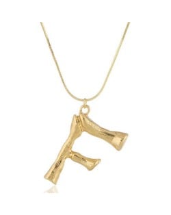 Punk High Fashion Alphabets Golden Alloy Costume Necklace - F