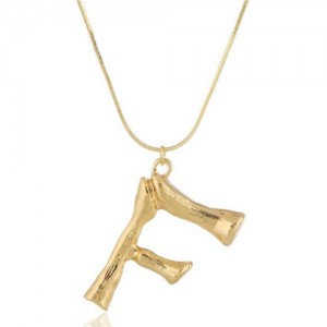 Punk High Fashion Alphabets Golden Alloy Costume Necklace - F