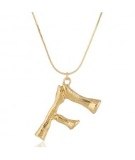 Punk High Fashion Alphabets Golden Alloy Costume Necklace - F