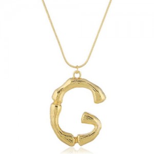 Punk High Fashion Alphabets Golden Alloy Costume Necklace - G