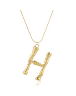 Punk High Fashion Alphabets Golden Alloy Costume Necklace - H