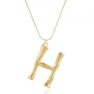 Punk High Fashion Alphabets Golden Alloy Costume Necklace - H