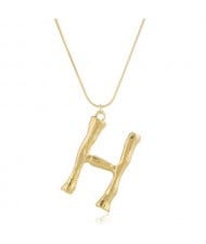 Punk High Fashion Alphabets Golden Alloy Costume Necklace - H