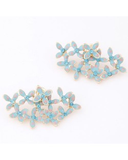 Korean Fashion Spring Luxuriant Flowers Earrings - Blue