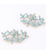 Korean Fashion Spring Luxuriant Flowers Earrings - Blue