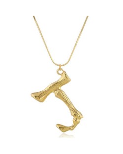 Punk High Fashion Alphabets Golden Alloy Costume Necklace - J