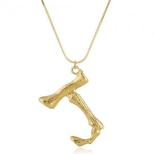 Punk High Fashion Alphabets Golden Alloy Costume Necklace - J