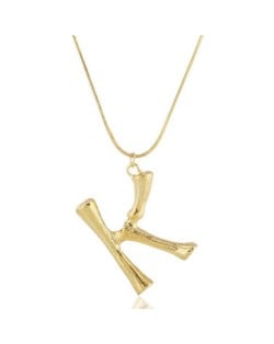 Punk High Fashion Alphabets Golden Alloy Costume Necklace - K