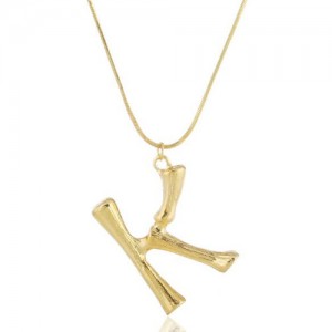 Punk High Fashion Alphabets Golden Alloy Costume Necklace - K