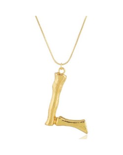 Punk High Fashion Alphabets Golden Alloy Costume Necklace - L