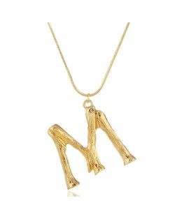 Punk High Fashion Alphabets Golden Alloy Costume Necklace - M