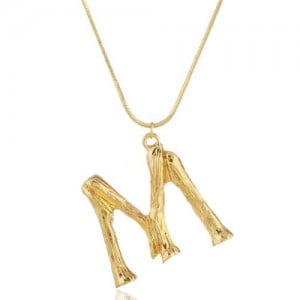 Punk High Fashion Alphabets Golden Alloy Costume Necklace - M