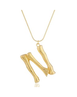 Punk High Fashion Alphabets Golden Alloy Costume Necklace - N