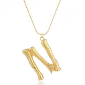 Punk High Fashion Alphabets Golden Alloy Costume Necklace - N