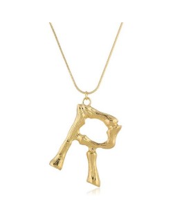 Punk High Fashion Alphabets Golden Alloy Costume Necklace - R