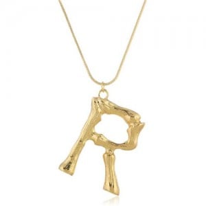 Punk High Fashion Alphabets Golden Alloy Costume Necklace - R