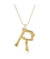 Punk High Fashion Alphabets Golden Alloy Costume Necklace - R