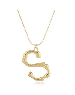 Punk High Fashion Alphabets Golden Alloy Costume Necklace - S