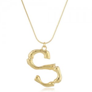 Punk High Fashion Alphabets Golden Alloy Costume Necklace - S