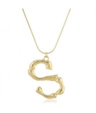 Punk High Fashion Alphabets Golden Alloy Costume Necklace - S