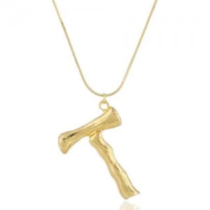 Punk High Fashion Alphabets Golden Alloy Costume Necklace - T