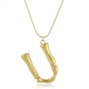 Punk High Fashion Alphabets Golden Alloy Costume Necklace - U