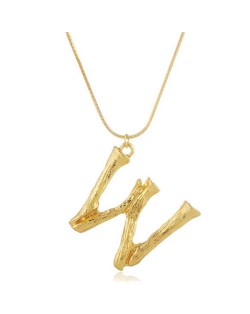 Punk High Fashion Alphabets Golden Alloy Costume Necklace - W