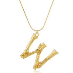 Punk High Fashion Alphabets Golden Alloy Costume Necklace - W