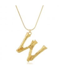 Punk High Fashion Alphabets Golden Alloy Costume Necklace - W