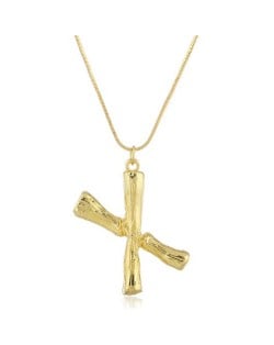 Punk High Fashion Alphabets Golden Alloy Costume Necklace - X