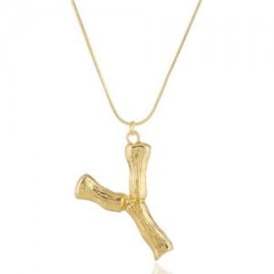 Punk High Fashion Alphabets Golden Alloy Costume Necklace - Y