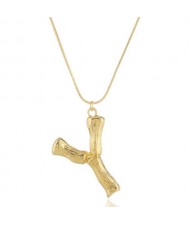 Punk High Fashion Alphabets Golden Alloy Costume Necklace - Y