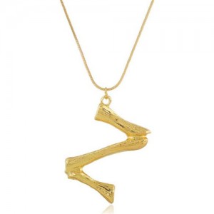 Punk High Fashion Alphabets Golden Alloy Costume Necklace - Z