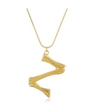 Punk High Fashion Alphabets Golden Alloy Costume Necklace - Z