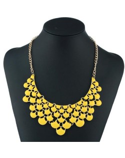Oil-spot Glazed Flower Petals High Fashion Women Statement Necklace - Yellow
