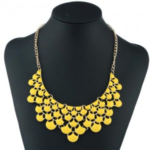 Oil-spot Glazed Flower Petals High Fashion Women Statement Necklace - Yellow