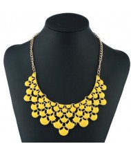 Oil-spot Glazed Flower Petals High Fashion Women Statement Necklace - Yellow