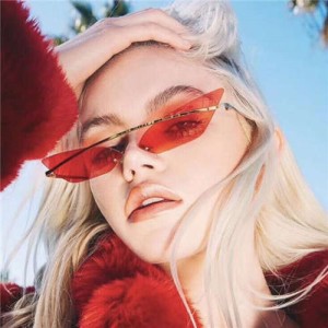 7 Colors Available Frameless Cat Eye Style Cool Fashion Women Sunglasses