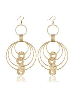Multiple Hoops Design Bold Style Fashion Earrings - Golden