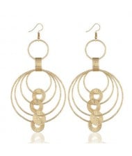 Multiple Hoops Design Bold Style Fashion Earrings - Golden