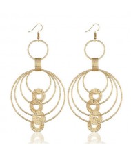 Multiple Hoops Design Bold Style Fashion Earrings - Golden