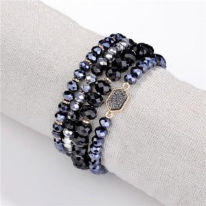 Four Layers Design Crystal Beads Fashion Bracelet - Royal Blue