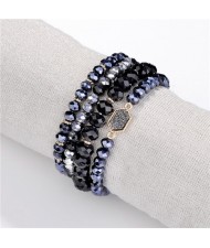 Twin Pearl Screw Threads Fashion Alloy Bangle - Golden